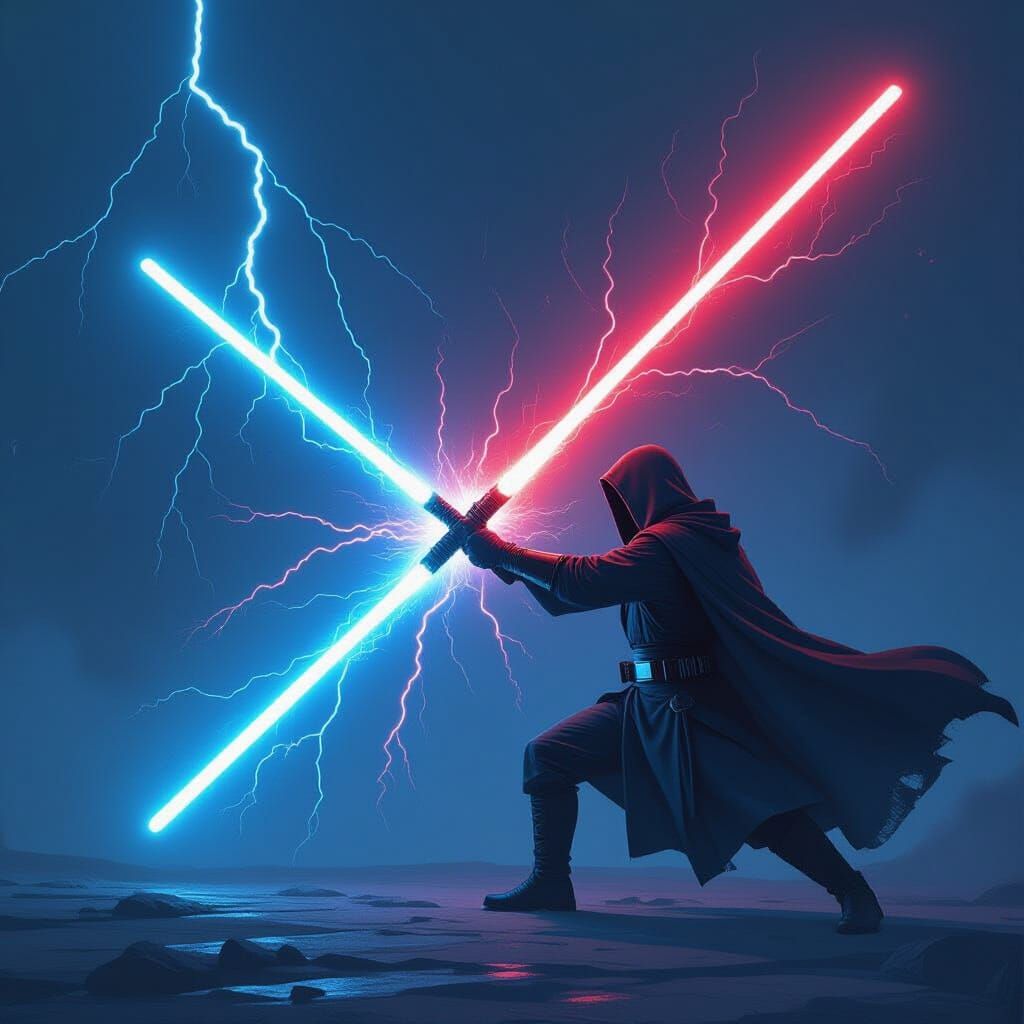 Lightsaber Electrified: A Futuristic Dystopian Vision