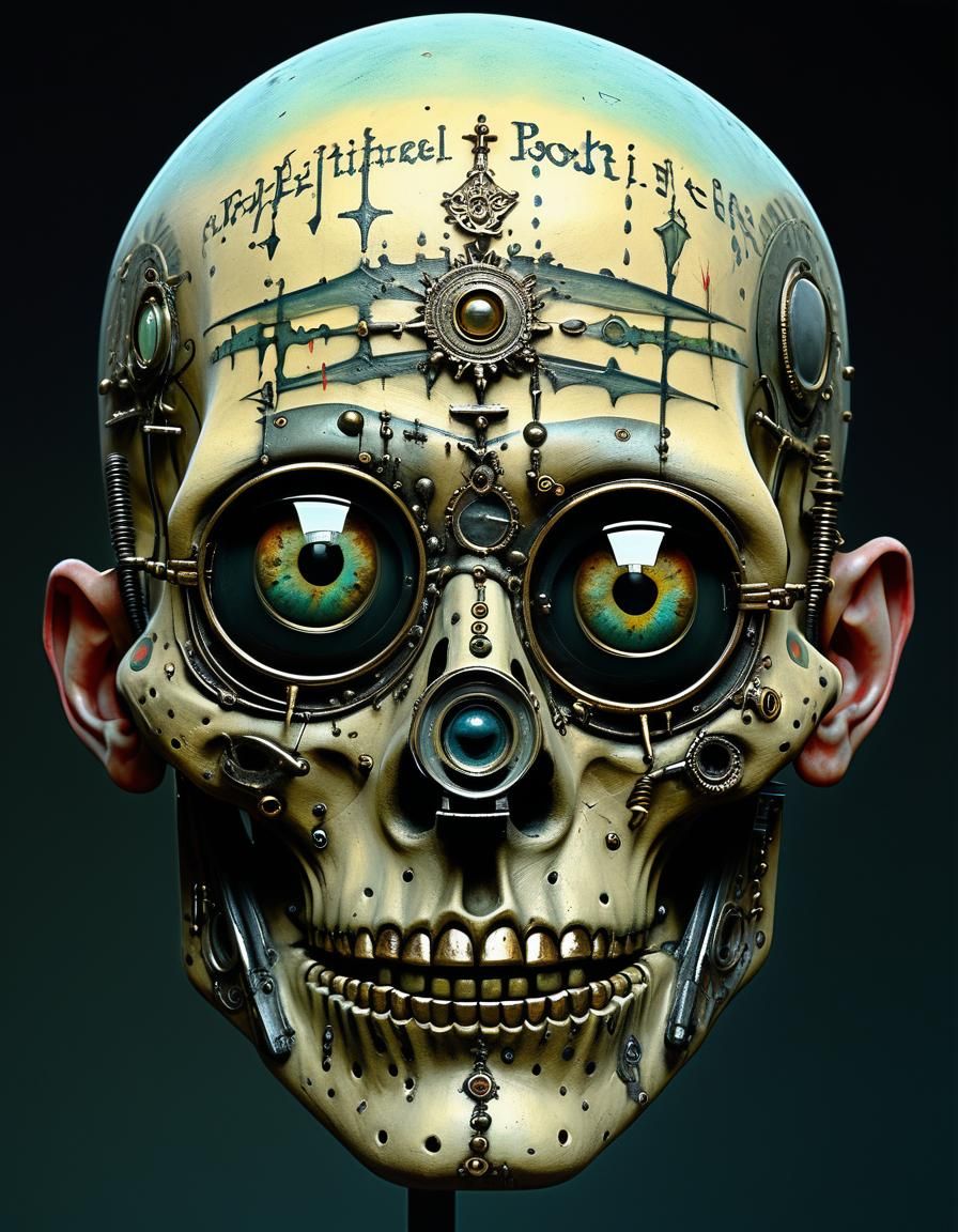 Dieselpunk Relic Artifact with Gothic Tattoos