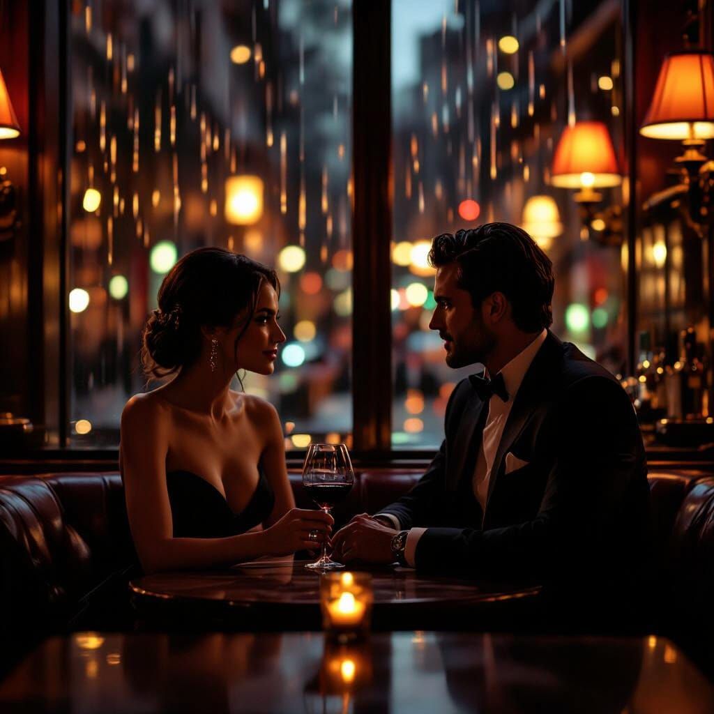 Elegant Bar Scene with Cinematic Lighting