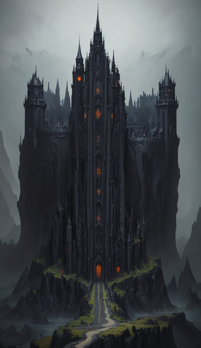 Supercute Black Fortress in Detailed Matte Painting