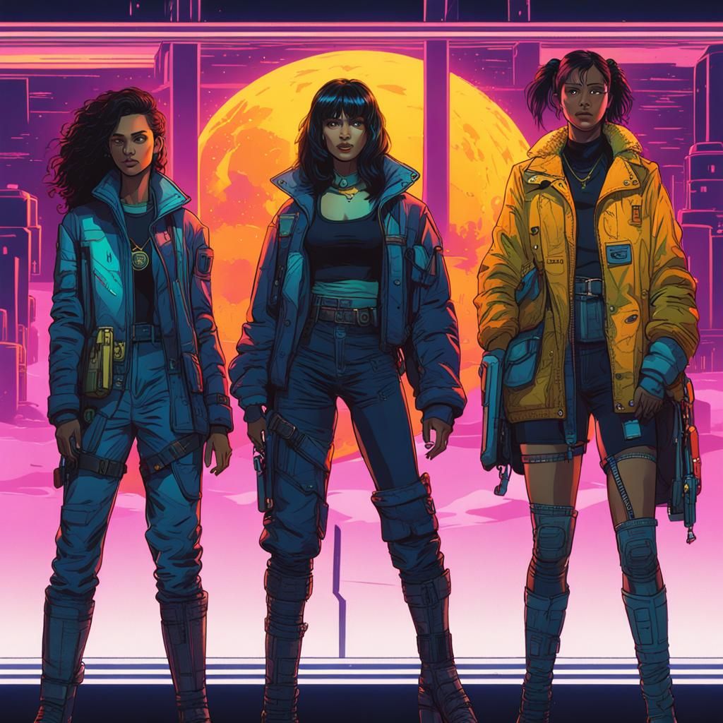 Orion's Belt: Three Women in Cyberpunk Style