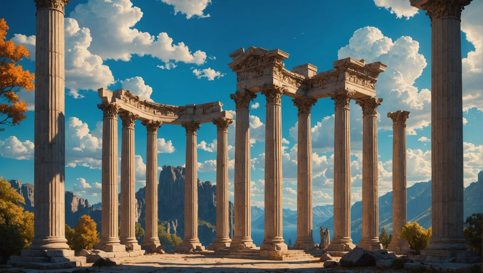 The Seven Muses Among Pillars, Parrish Style