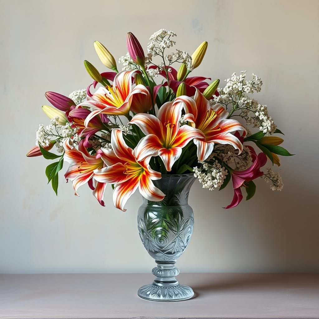 Daylilies Still Life in Dutch Masters Style