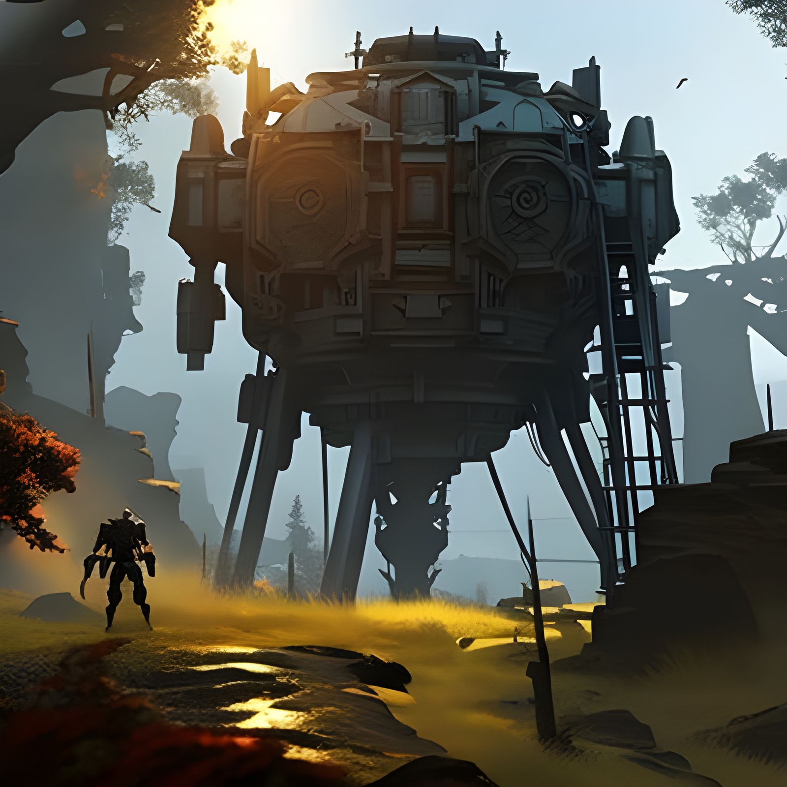 Blood-Powered Mechanical Golem: Fantasy Art