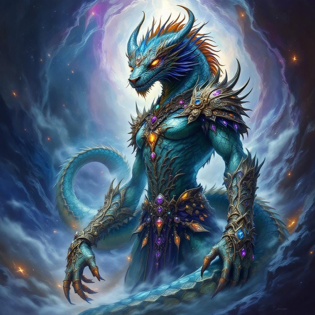 Gemstone Naga in Fantasy Art Style