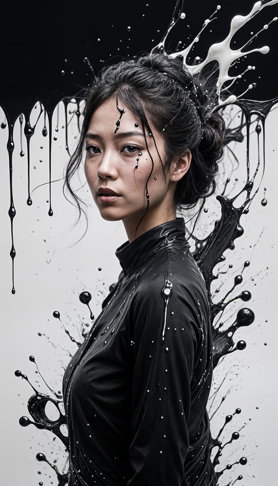 Young Korean Artist in Monochrome Ink Explosion
