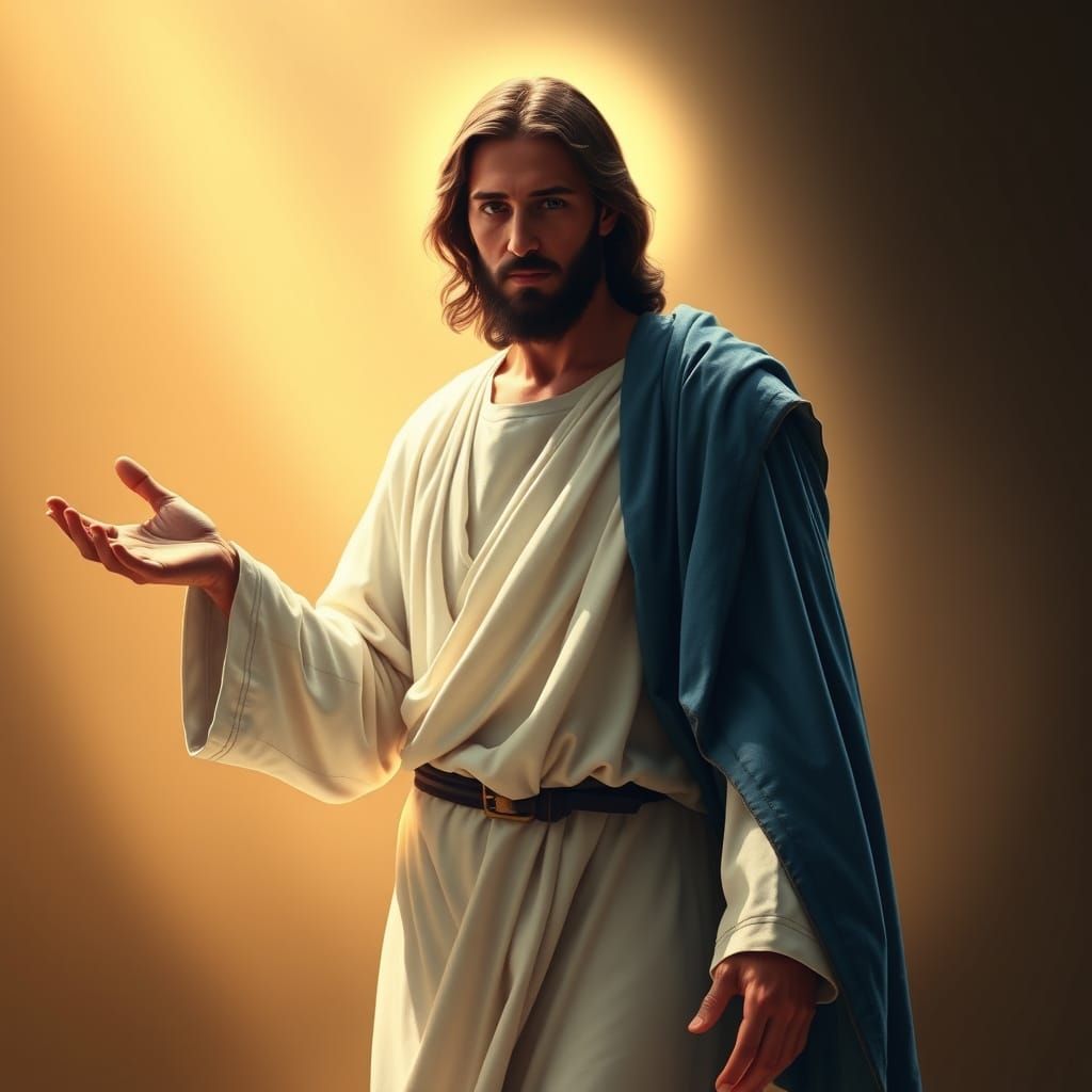 Serene Jesus Christ Offers Comfort with Gentle Hand