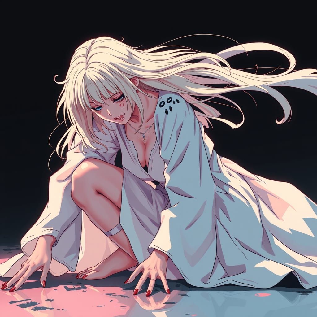 Anime Lady Transforms into Chrome in Dramatic, Cinematic Pos...