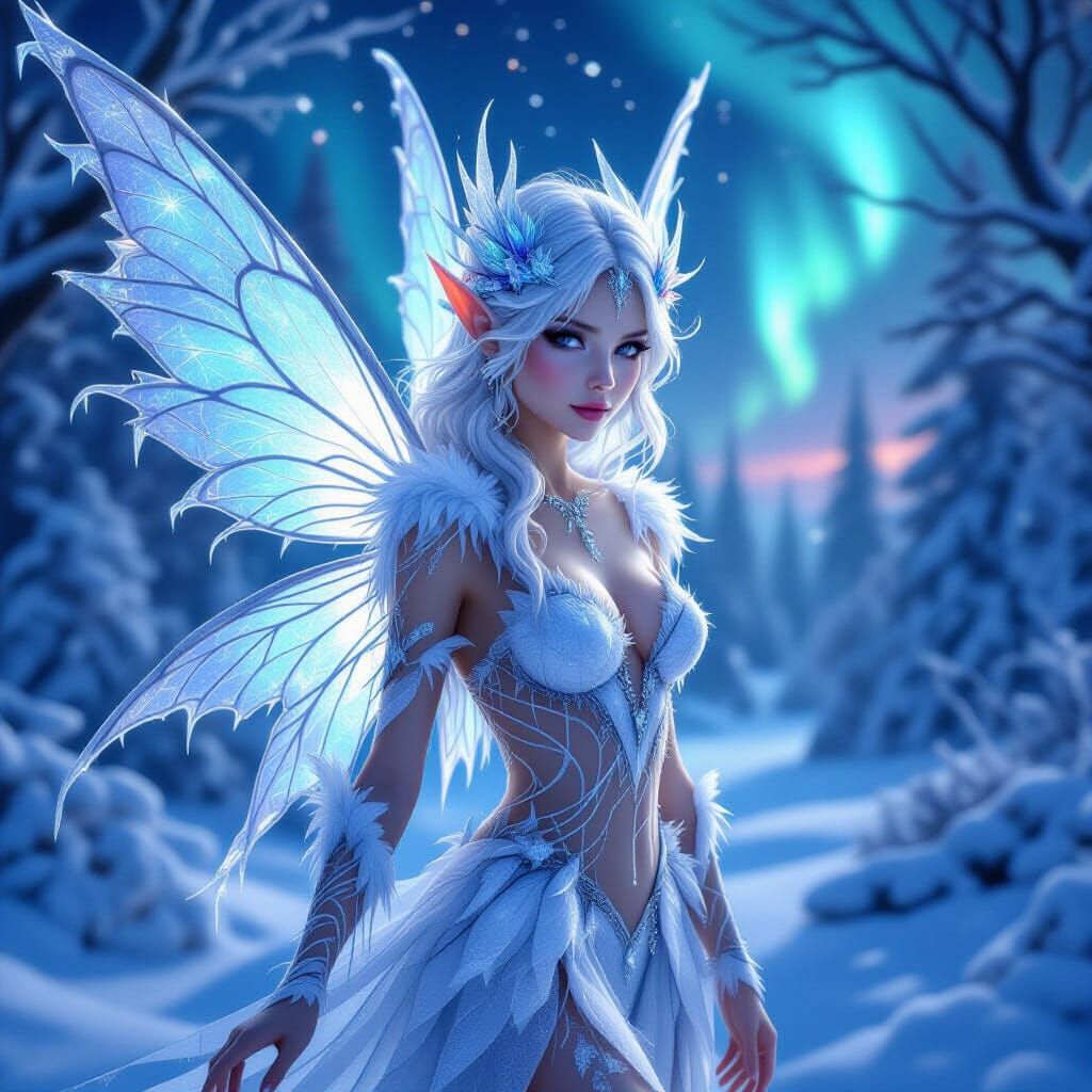 Ethereal Winter Fairy in Enchanted Forest
