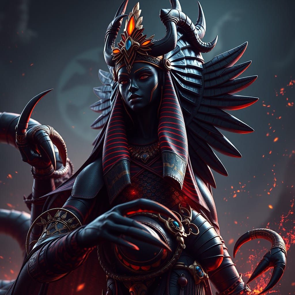 Egyptian Goddess Serqet in Vibrant Fantasy