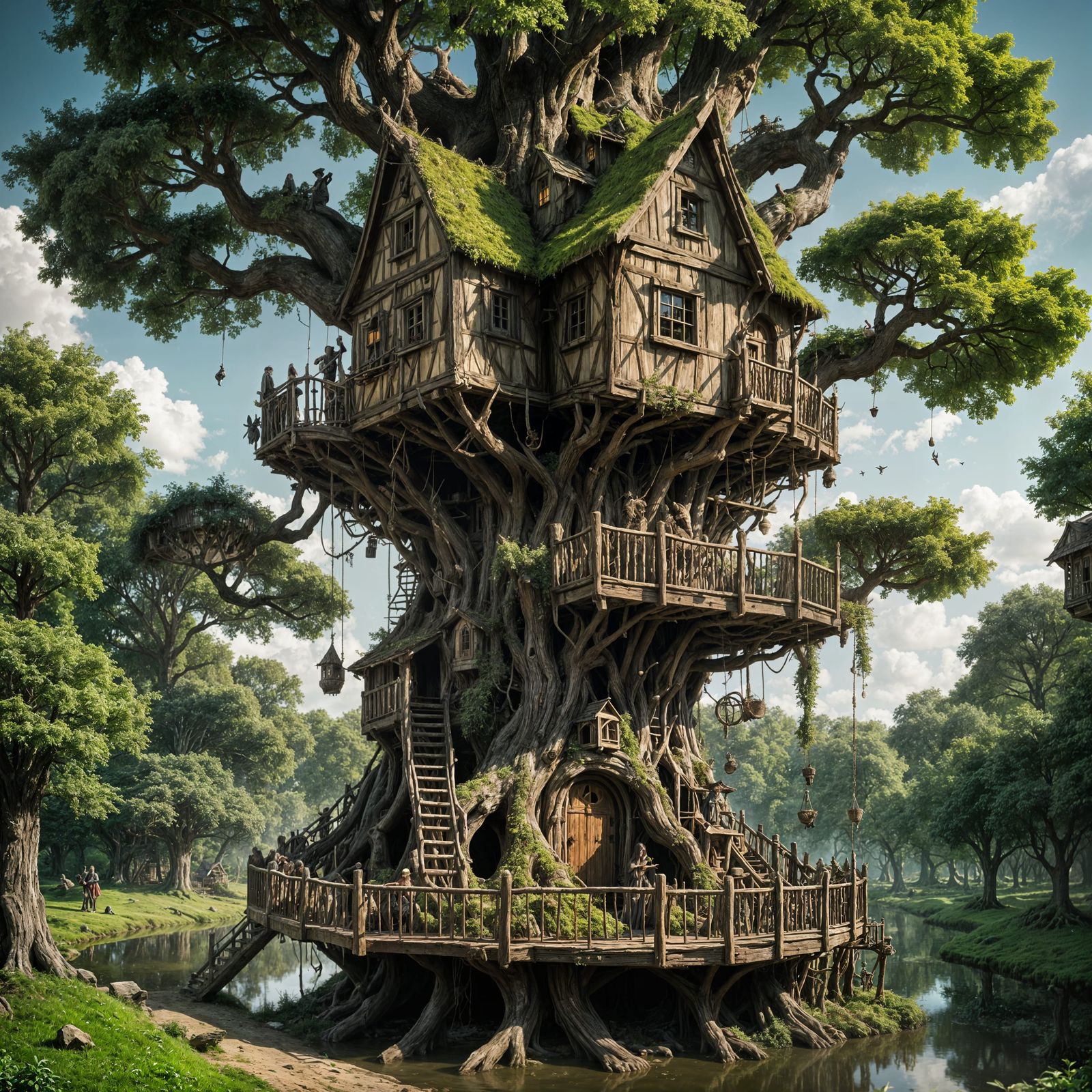 Treebeard's Whimsical Treehouse in Mysterious Landscape
