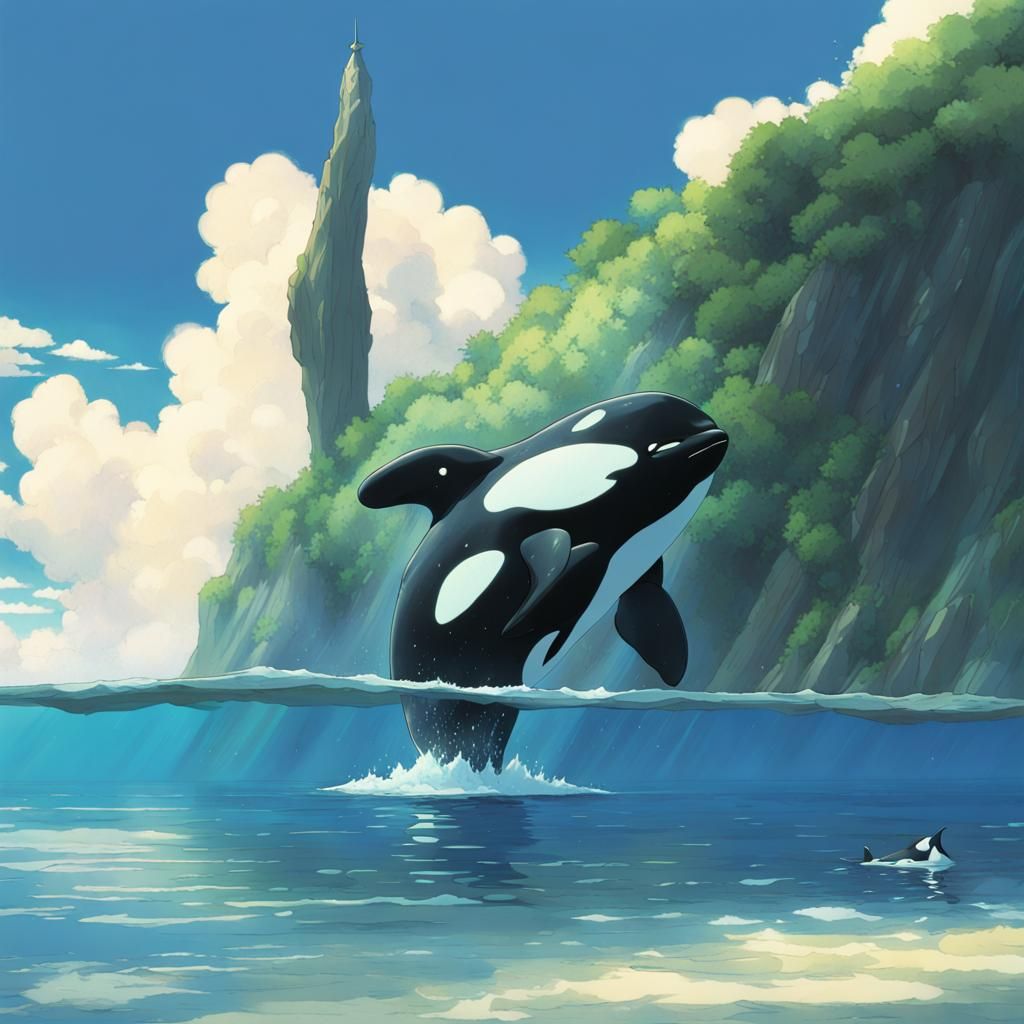 Orca in Anime Style by Makoto Shinkai