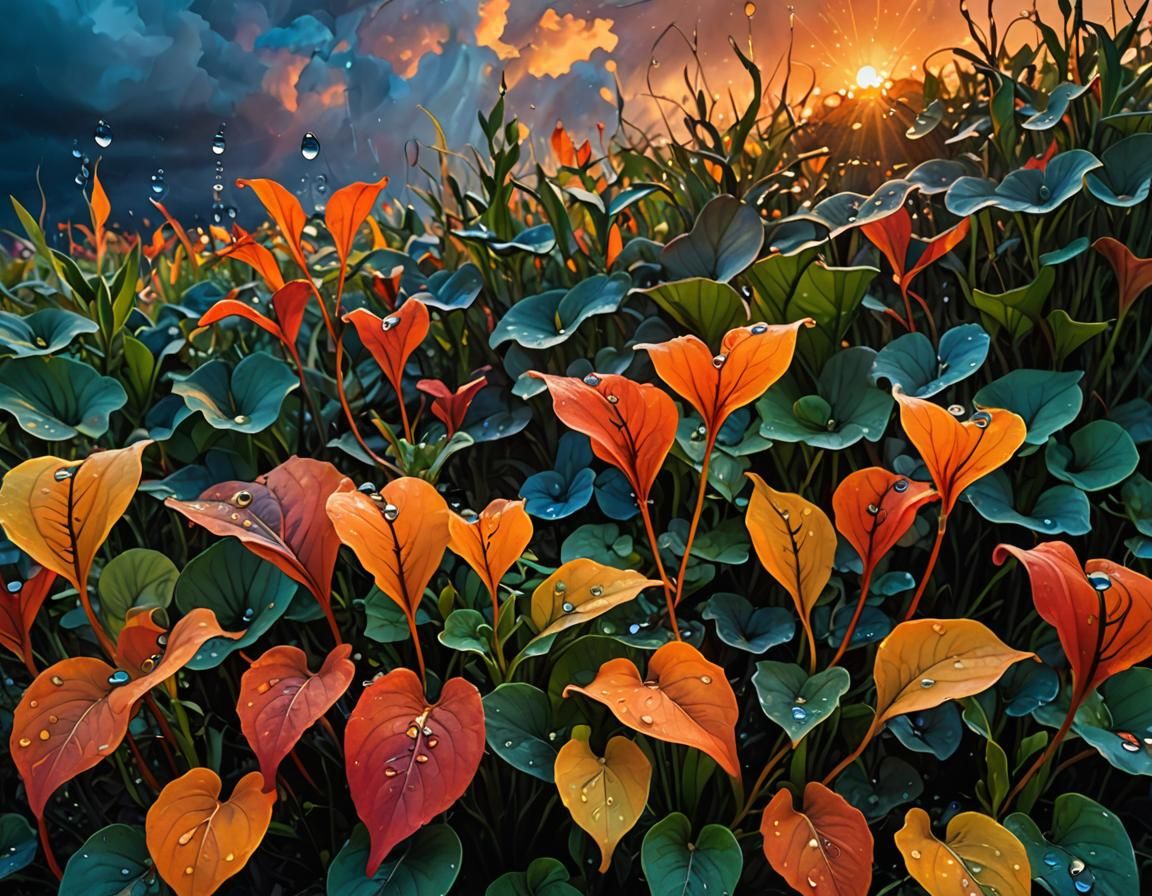 Abstract Dawn Landscape in Surreal Style