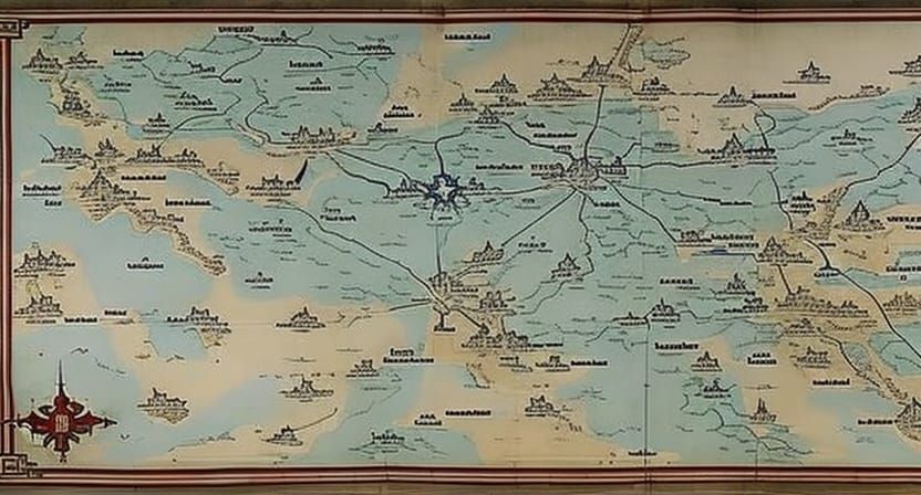 Battlefield Map on Parchment with Armies