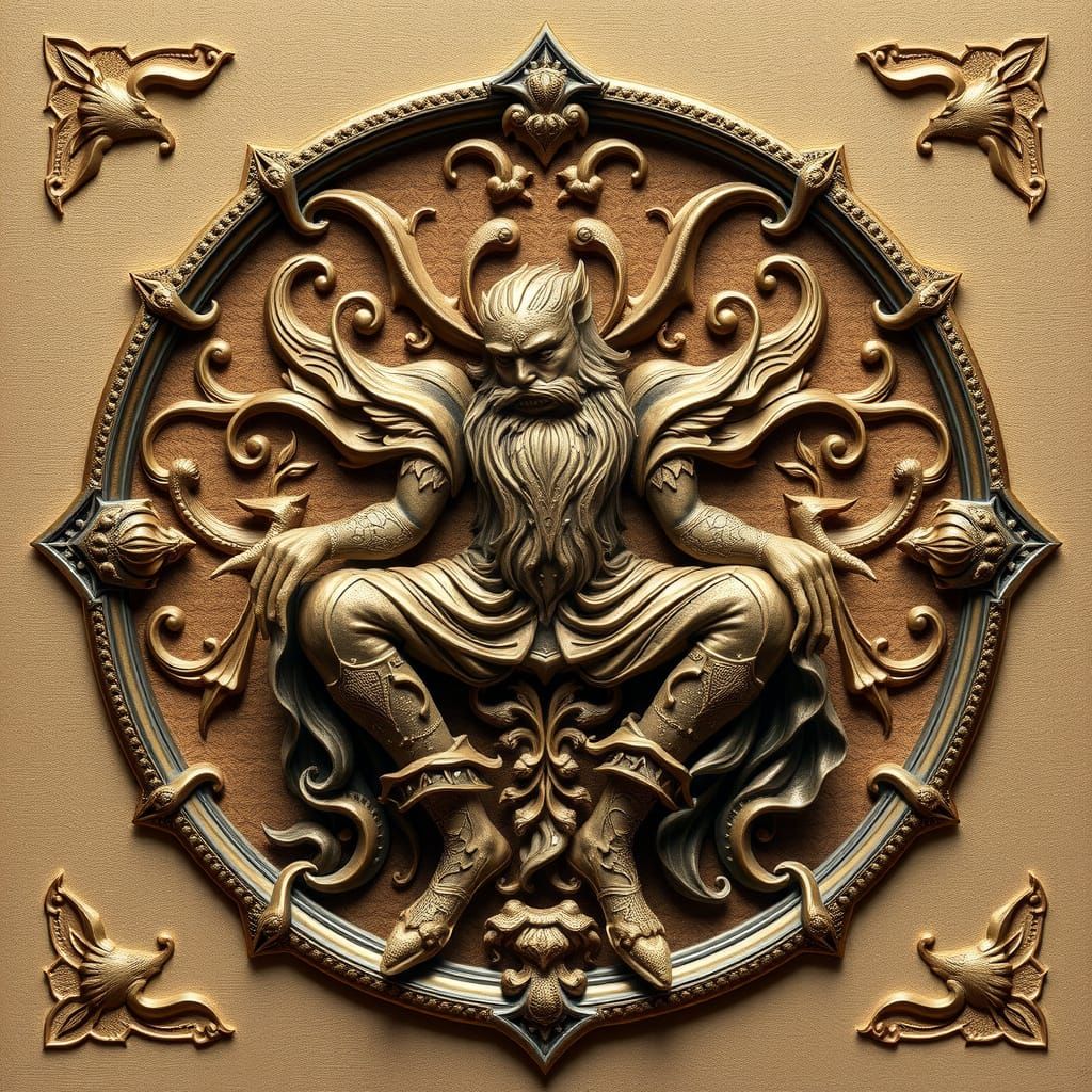 Surrealistic Gingerbread Landscape with Cellular Skies and G...