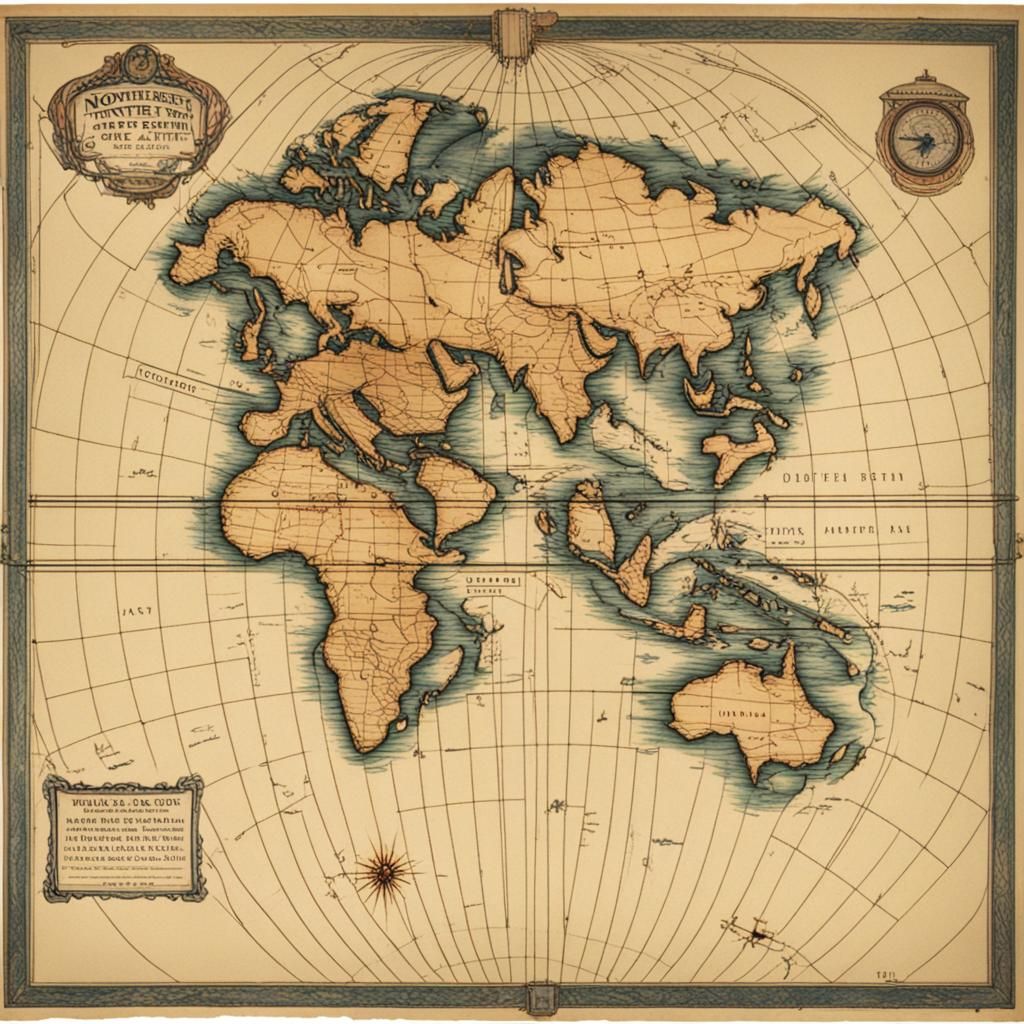 Ancient Map Illustration of Northern Journey