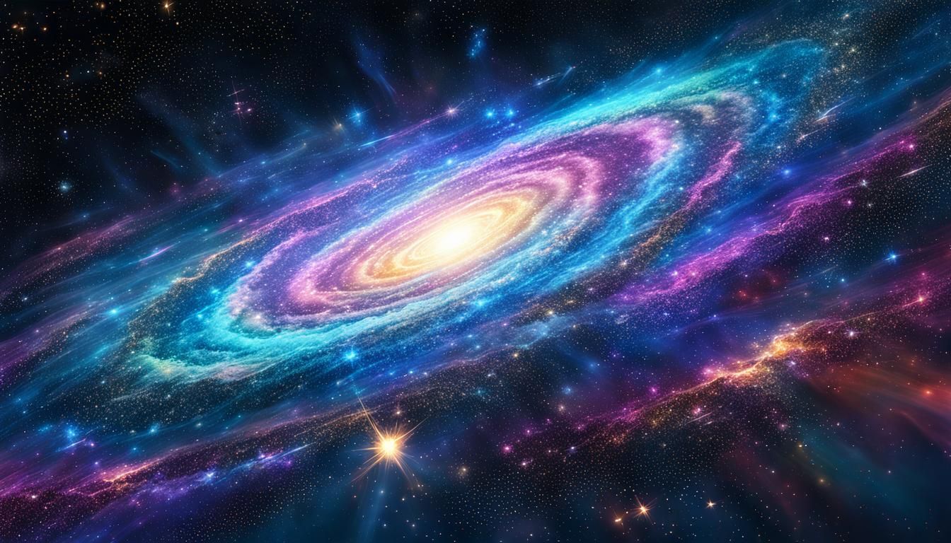 Glittering Space Nebula in Holographic Style