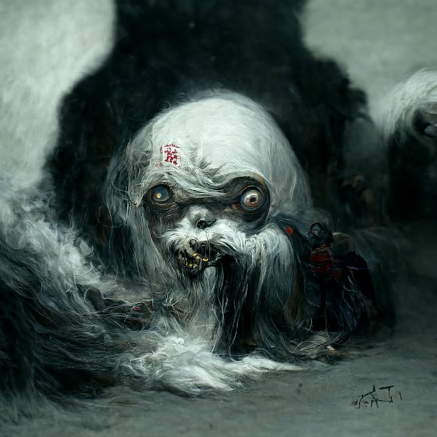Terrifying Yokai Illustration in Gothic Horror Style