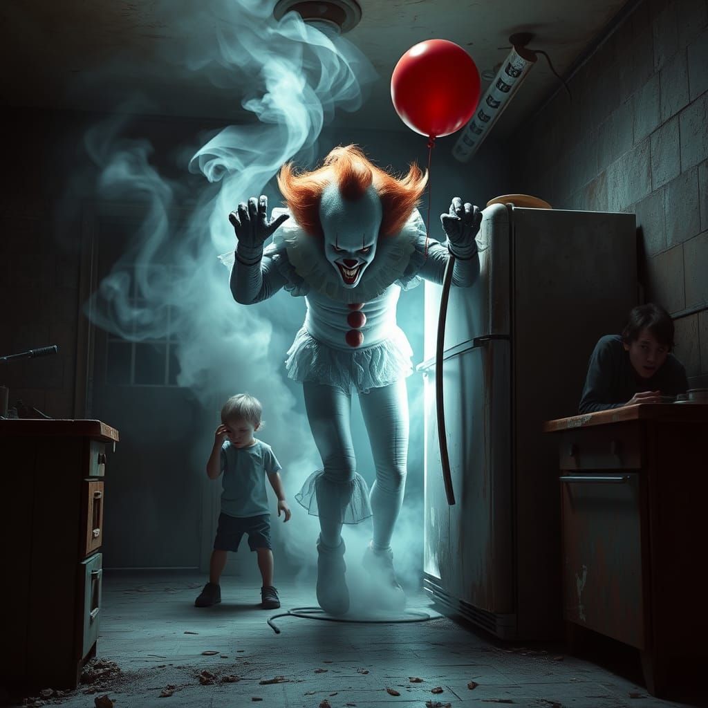 Grotesque Pennywise Emerges in Dreamlike Horror Scene