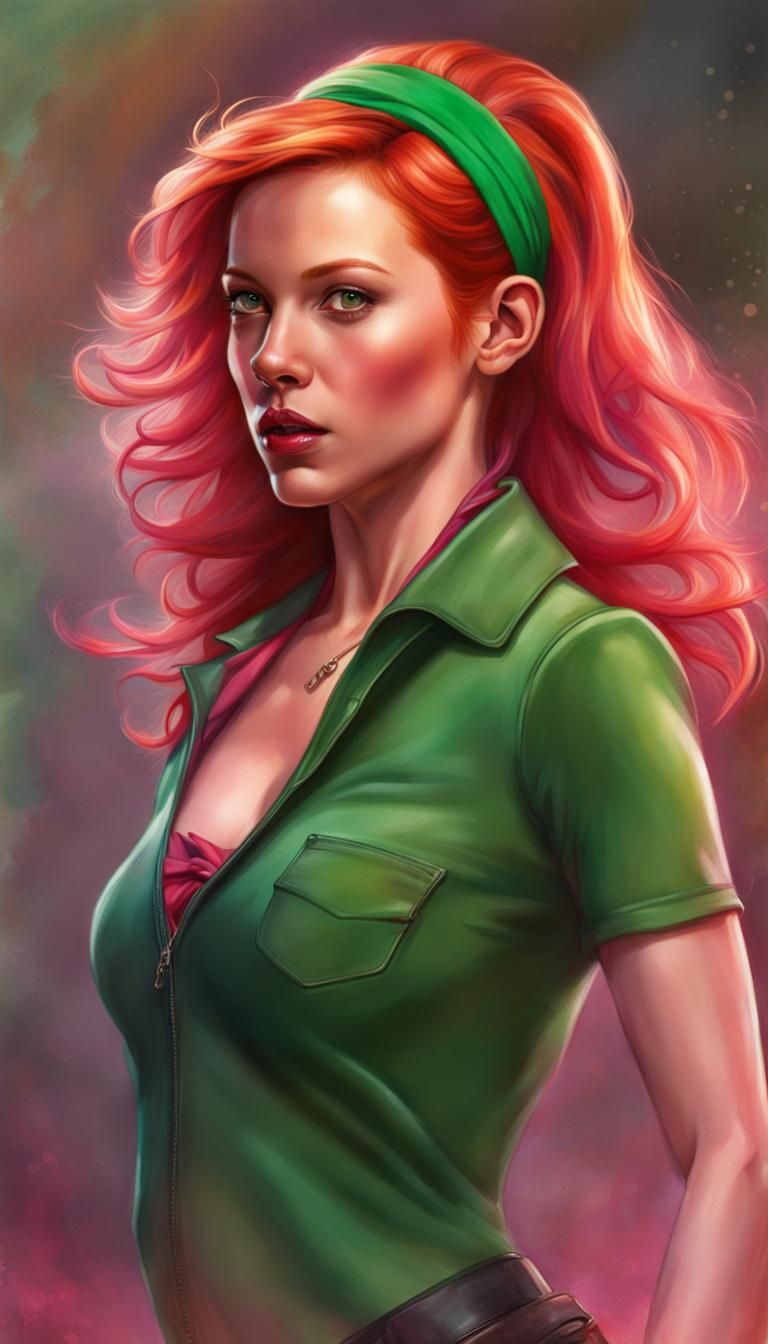 Hyperrealistic Redhead as Daphne Blake in Splash Art
