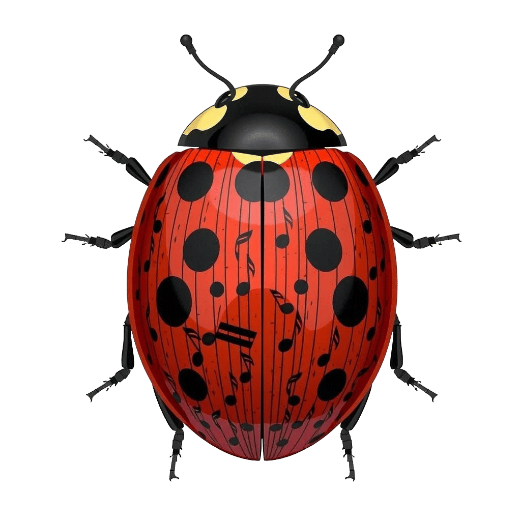 Ladybug Music Notes on Guitar Hero Background