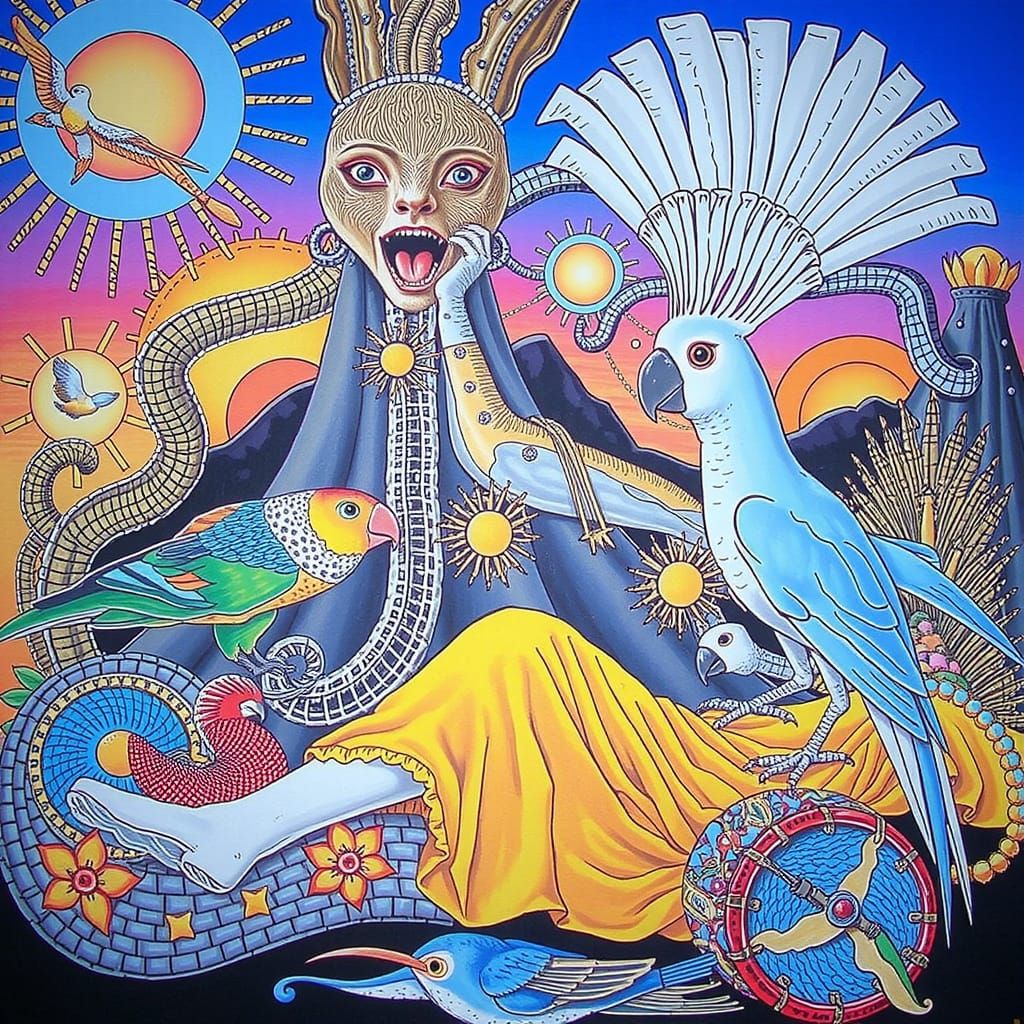 Surreal Cockatoo-Woman in the Style of Max Ernst