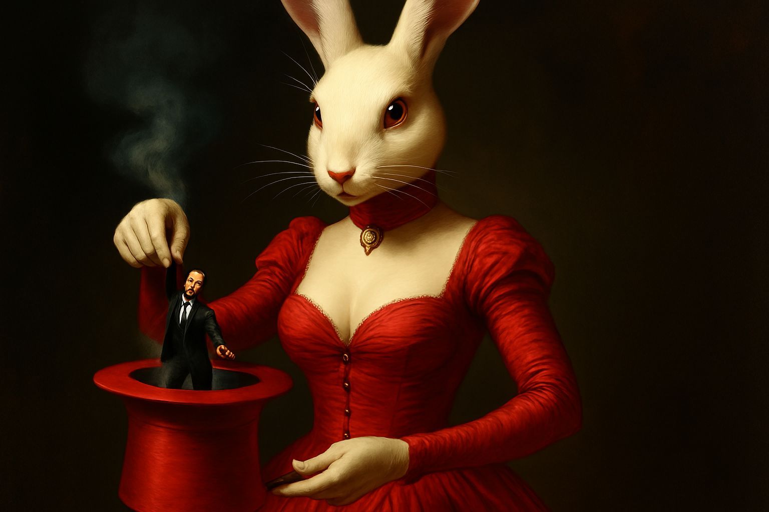 Mysterious Rabbit Magician in Surrealist Painting