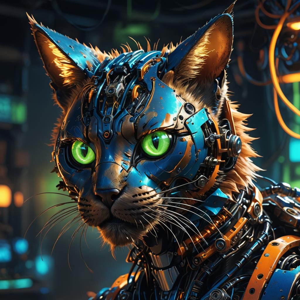 Cybernetic Feline Close-Up