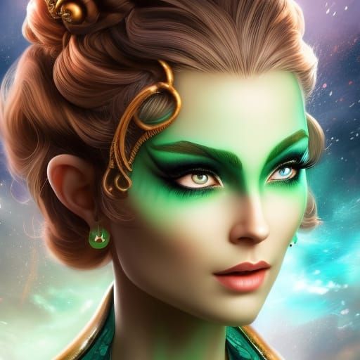 Fantasy Priestess Dwarf with Green Eyes