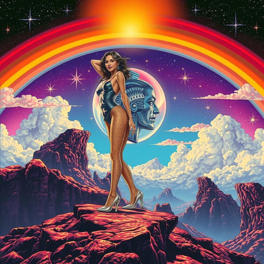 Retro Futurism: Sensual Woman in Space, Klimt & Giger Styles