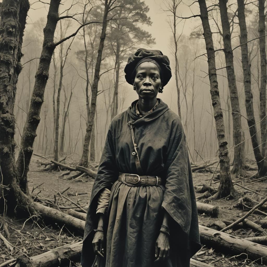 Pastoral Nomad Portrait with Craquelure Effect