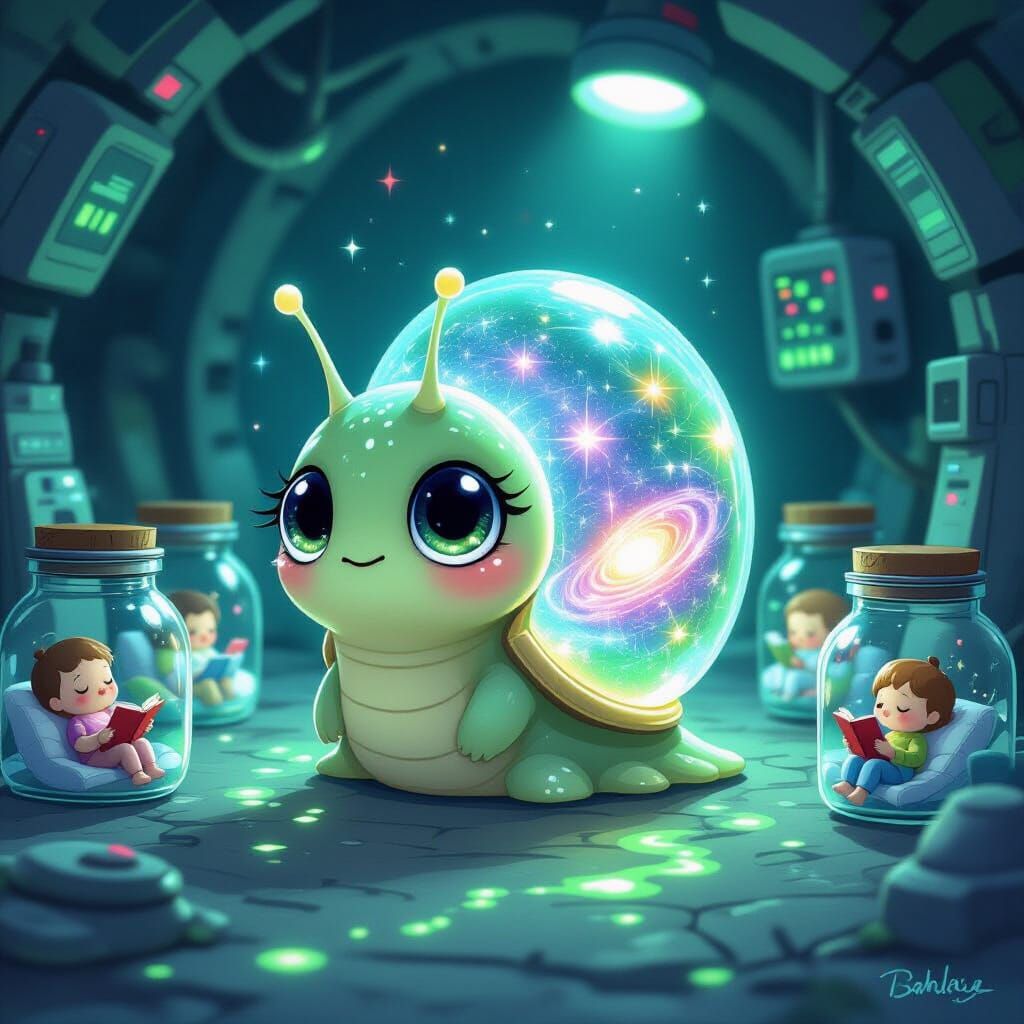 Alien Snail in Sci-Fi Lab: Digital Art