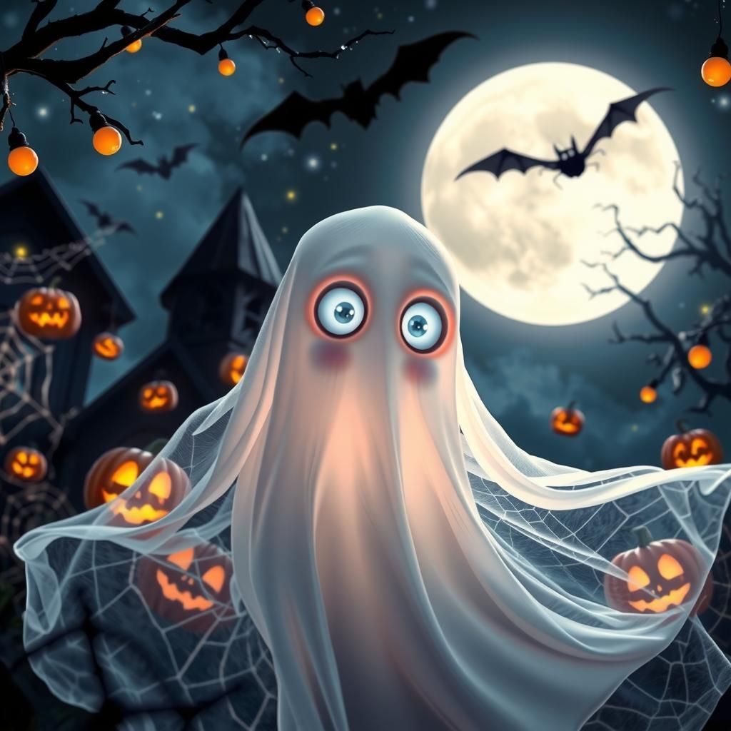 Halloween Ghost in Pixar and Burtonesque Style