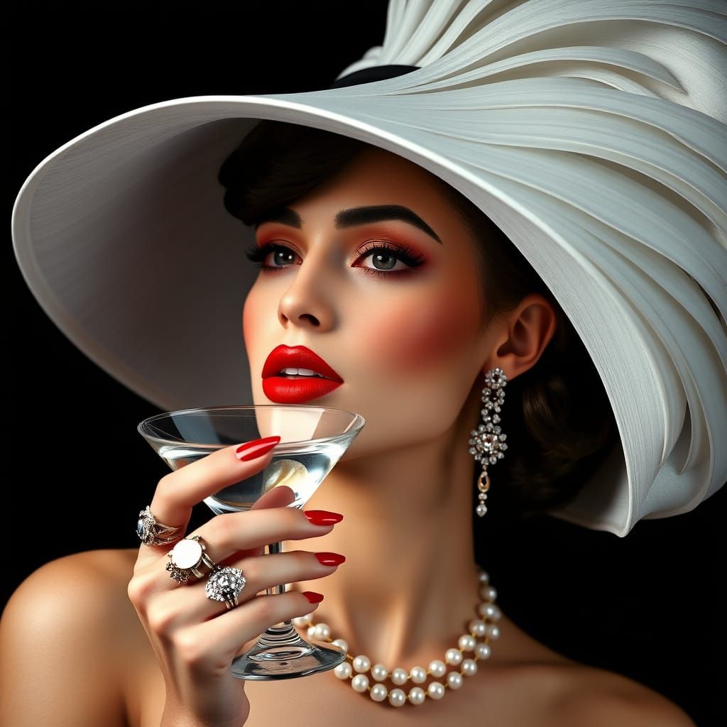 Elegant Woman in Black and White with Pop of Color