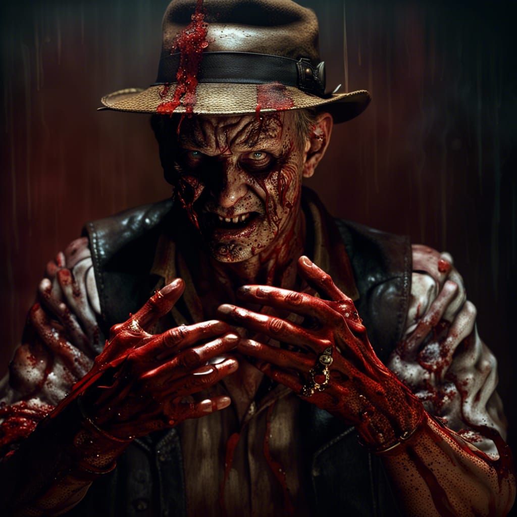 Creepy Freddy Kreuger Portrait in 80s Horror Style