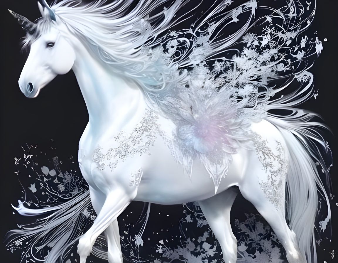 Magical Ghost Unicorn Portrait with Frost Aura