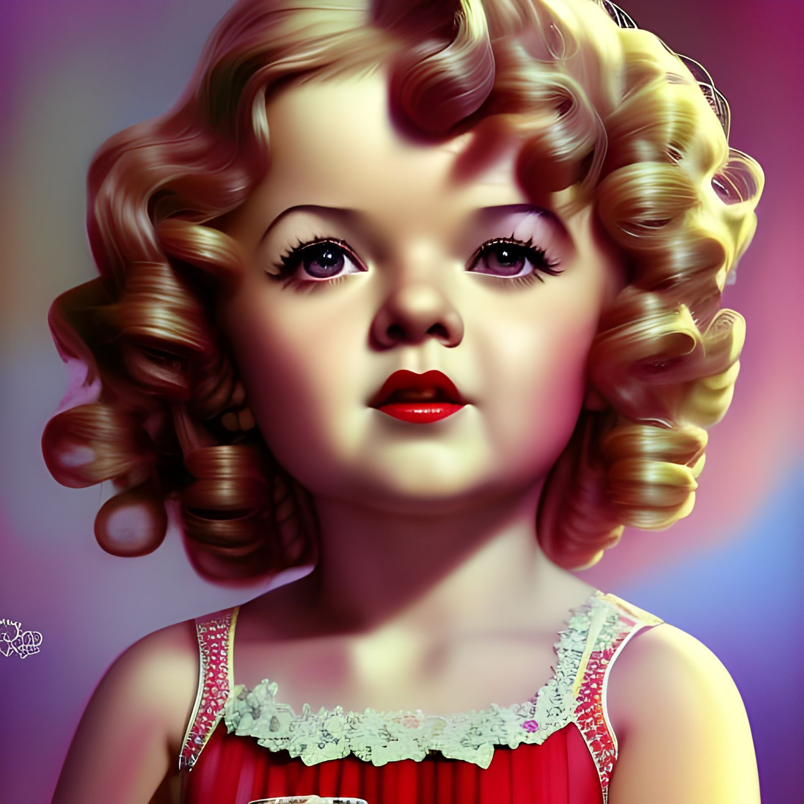 Shirley Temple Portrait in 3D Digital Art Style