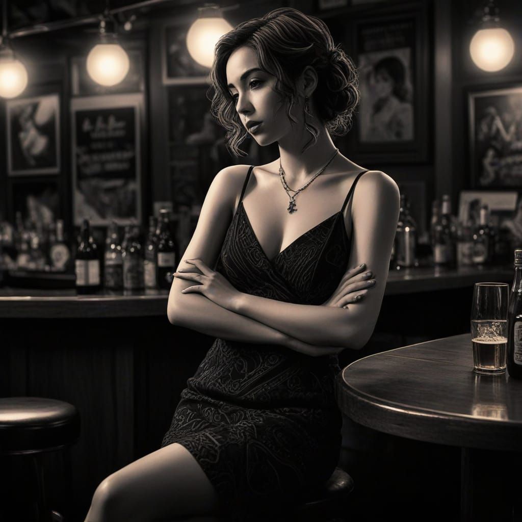 Manga Style Woman in Smoky Jazz Bar