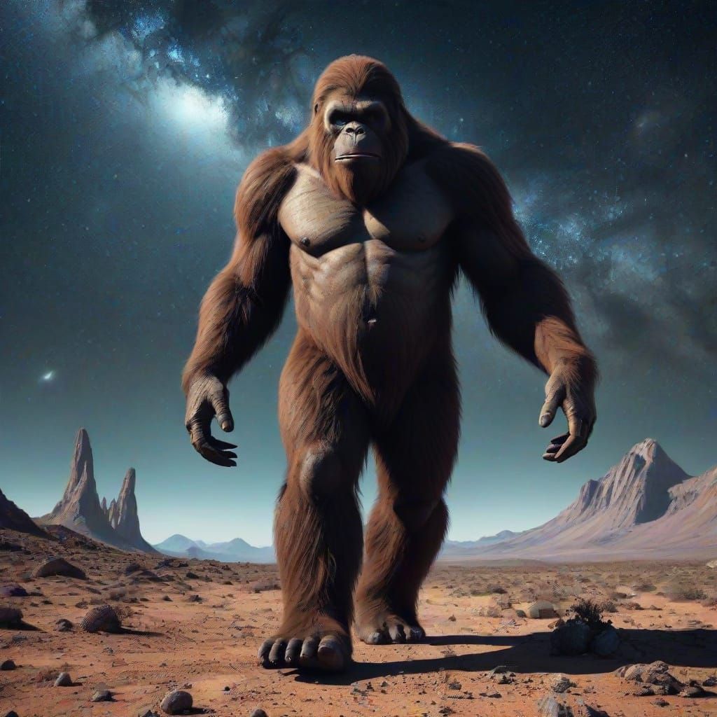 Bigfoot on Alien Planet in Deep Space