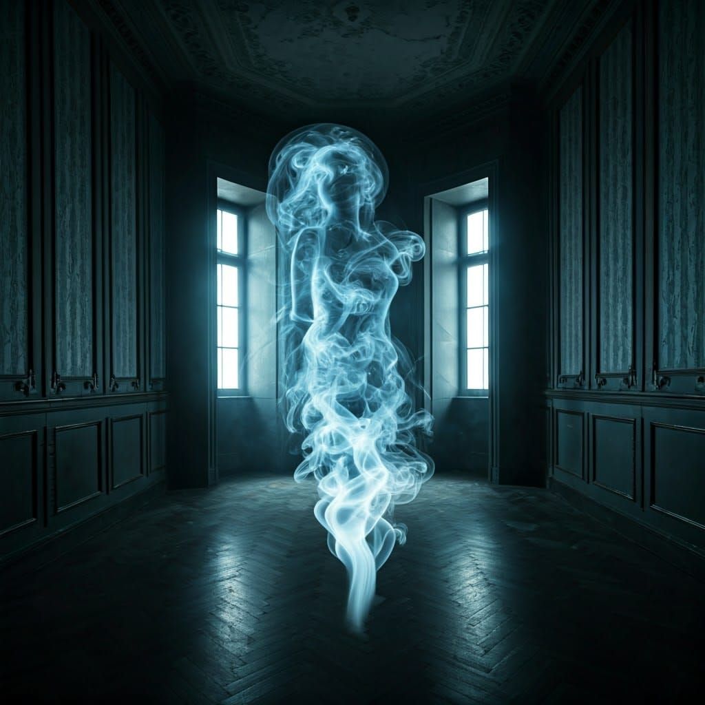 Ethereal Smoky Ghost in Haunted Room, Photorealistic