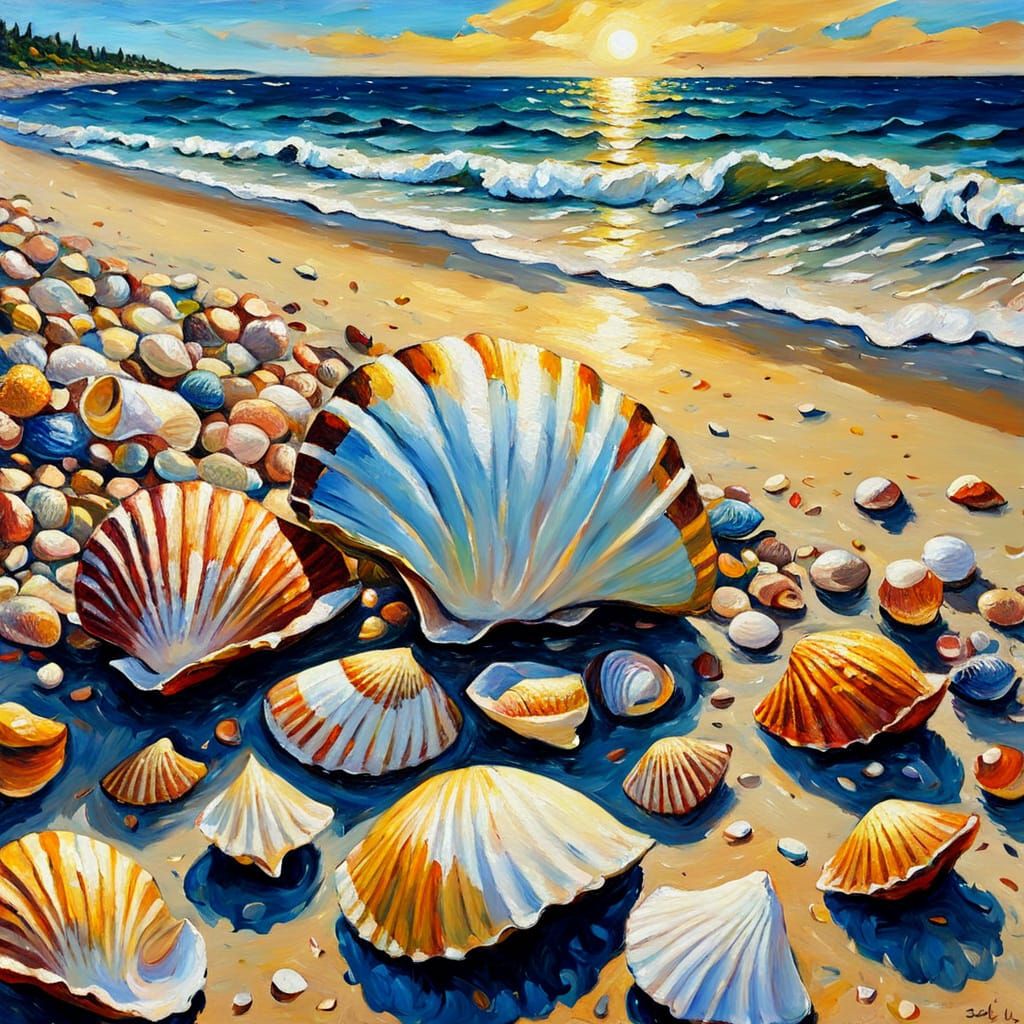 Sally Sells Seashells: A Neo-Impressionist Oil Painting