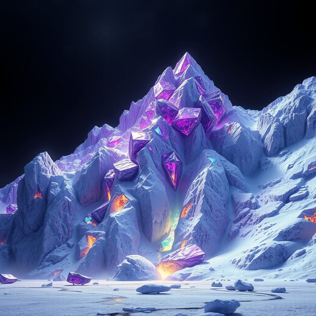 Hyperrealistic Diamond Landscape in Dramatic, Dark Fantasy S...