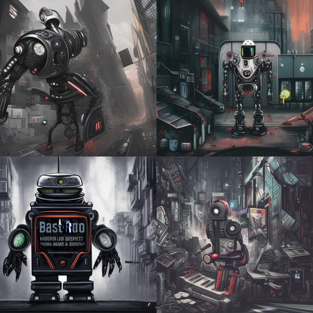 Robot Beastie Boy with Recorder in Hip Hop Comic Style