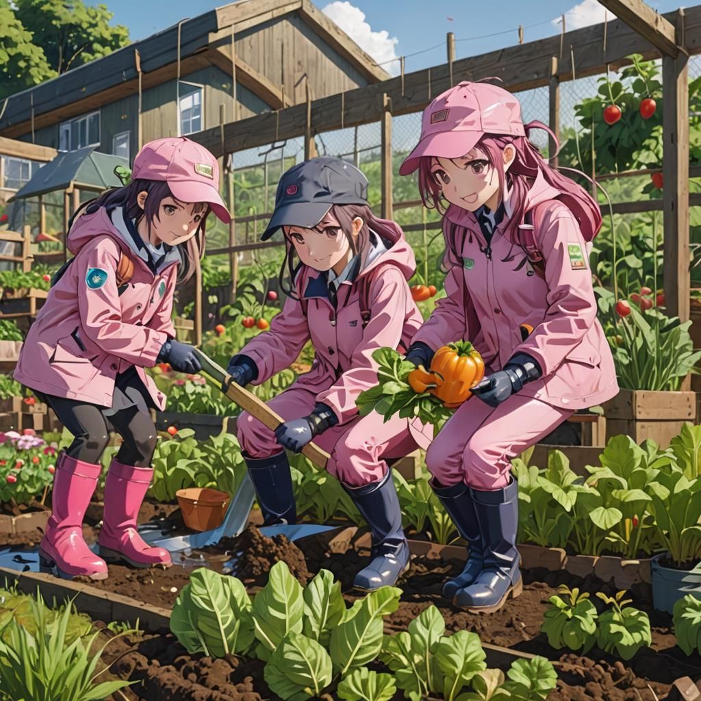 Anime Girls Gardening in a Muddy School Allotment