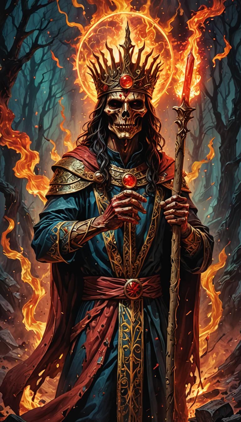 Eerie Ace of Wands Tarot Card in Splash Art