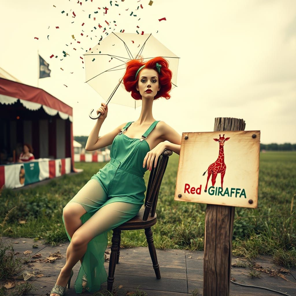 Vibrant Pin-Up Girl Surprises Fairground Crowd