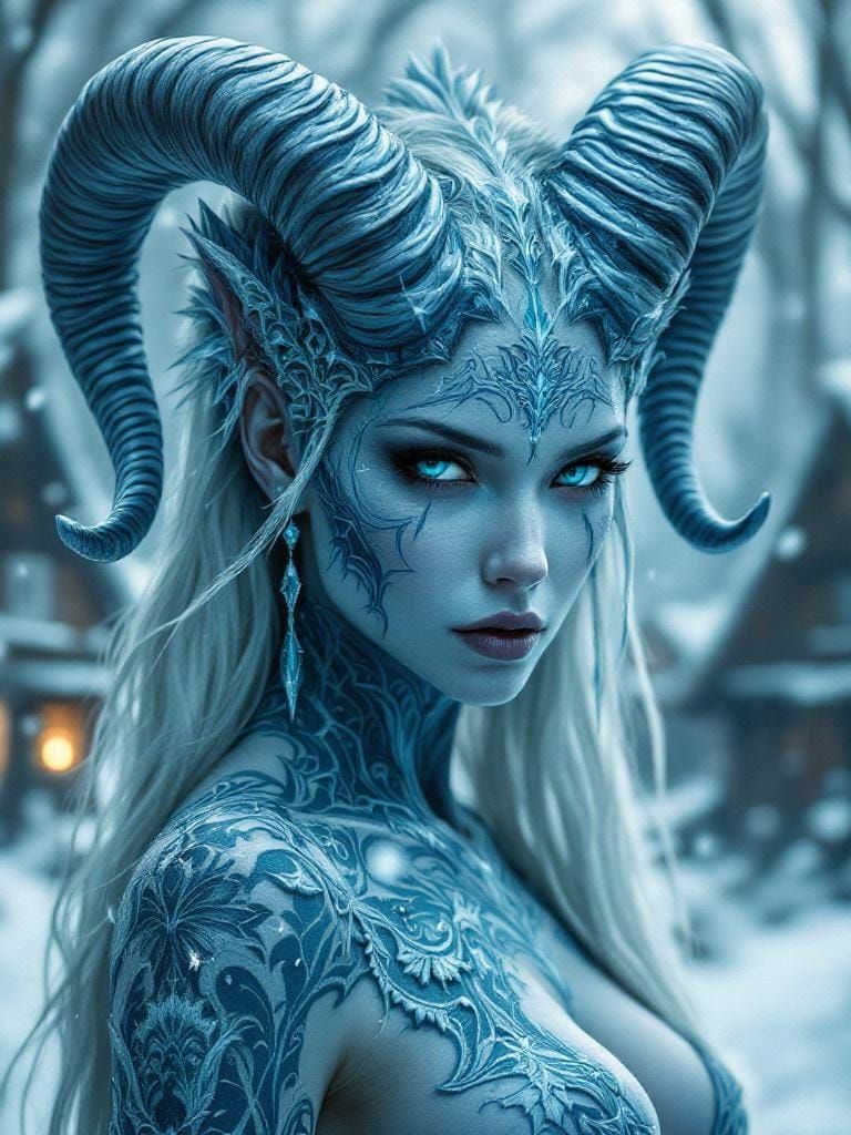 Icy Fantasy Portrait in Style of Boris Vallejo