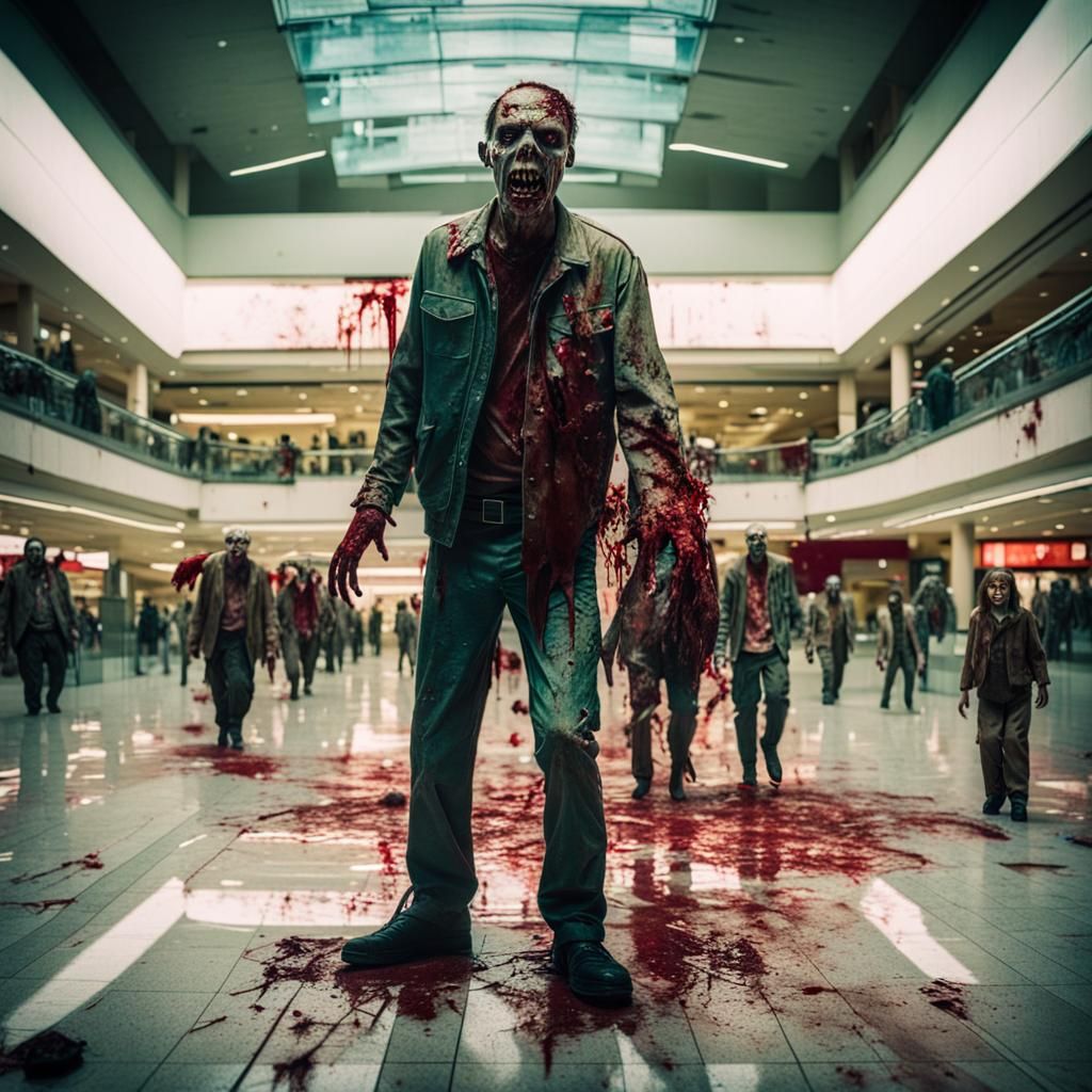 Zombies Invade Shopping Mall: Cinematic Film Still