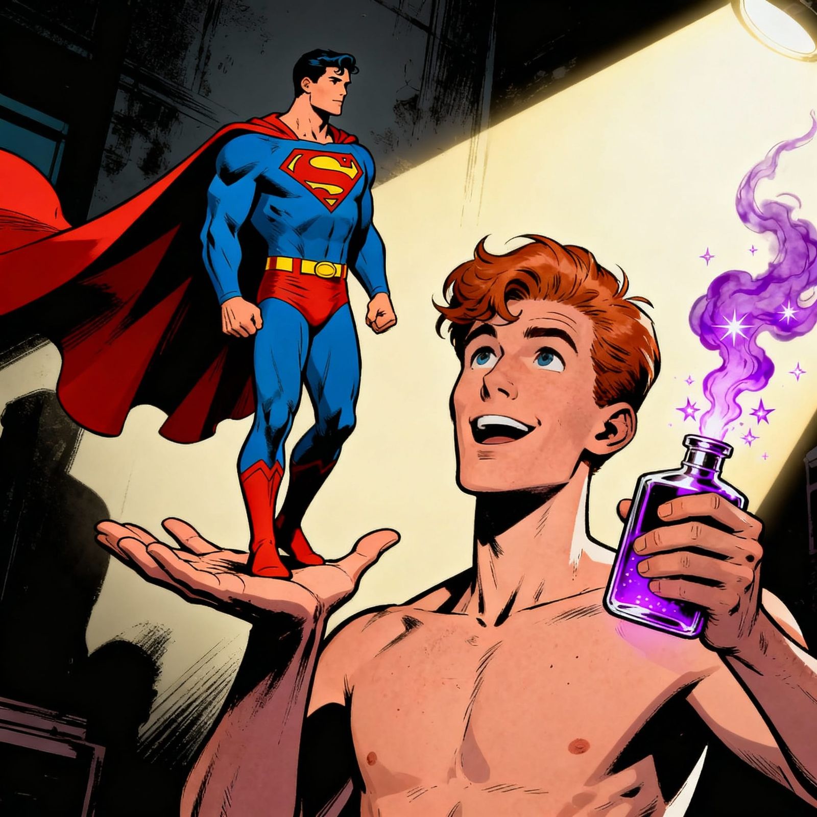 Superman and Jimmy Olsen in Vibrant Comic Art Style
