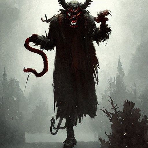 Sinister Krampus Illustration in Fantasy Art Style